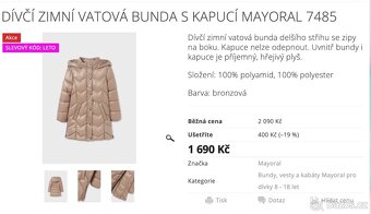 Dívčí zimní kabát zn. Mayoral vel. 12/152 - 8