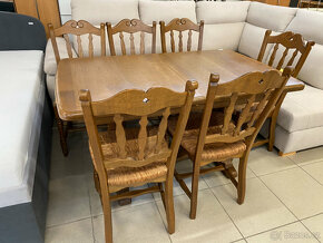 set masív- stůl a šest židlí - 8