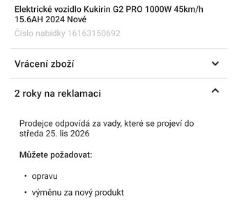 Prodám elektro koloběžku kukirin G2 PRO - 8