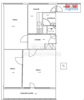 Pronájem bytu 3+1, 56 m², Pardubice, ul. Kosmonautů - 8