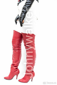 Vysoké kožené kozačky nad kolena pravá kůže EU 38 Pleaser - 8