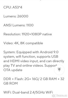 4K Projektor HORLAT, 1100 ANSI LUMENŮ - 8