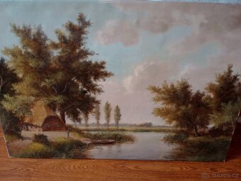 Krásný starý romantický obraz Holandský malíř W. Po d. - 8