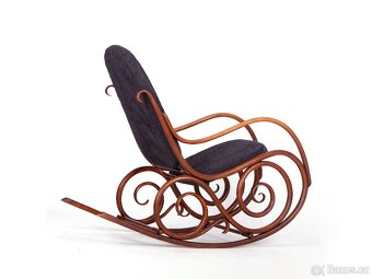 Luxusní starožitné houpací křeslo THONET po přečalounění. - 8