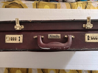 kufřík kožený hnědovínový retro - 8