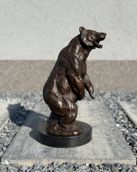 Bronzová socha Medvěd - stojící zvířecí figurína dekorace - 8