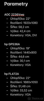 Monitor obrazovka HP, AOC - 8