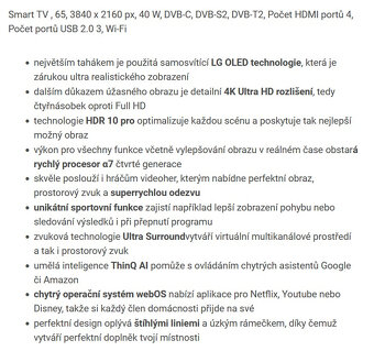 skvělá LG OLED TV 65" jako nová - 8