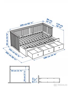 Postel IKEA HEMNES – rozkládací, se šuplíky (bílé dřevo) - 8