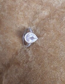 Nový stříbrný prstýnek uni vel 925 Zářivá slza s kamínky - 8