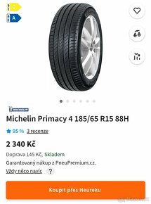 Letní pneu Michelin 185/65 R15 88H - 6mm + možnost nazutí - 8