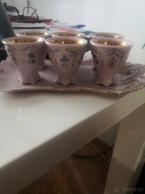 Růžový zlacený porcelán H&C - 8