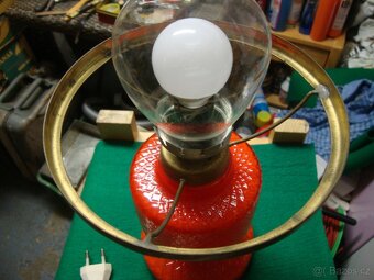 Retro lampa lampička Opálové sklo skleněná funkční top stav - 8
