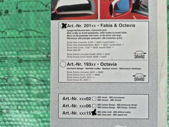 Milotec 20115 kryty zrcátek stříbrná matná Škoda Fabia I (6Y - 8