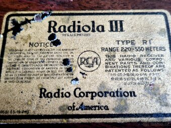 Rádio R.C.A Radiola III. typ RI, 1924, USA, New York - 8
