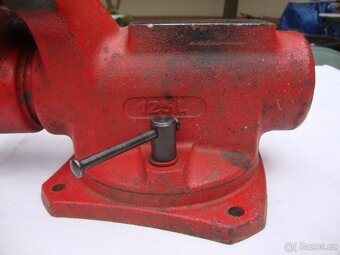 Svěrák YORK 125mm červený zachovalý otočná základová deska - 8