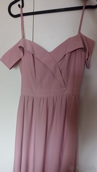 Dlouhé plesové světle růžové šaty, vel. XS - 8