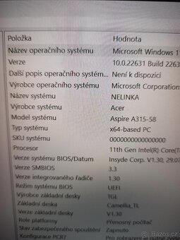 Prodám notebook Acer Aspire 3 (A315-58). - 8