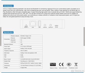 Arylic S10+WiFi & Bluetooth 5.0 předzesilovač - 8