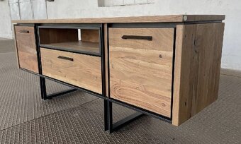 TV dřevěný stolek Tokyo – masiv, LED, 150 cm - 8