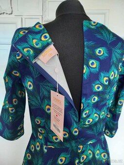 Vintage retro swing šaty s pavím peřím - 8