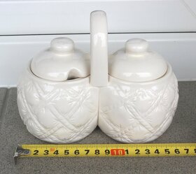 Porcelánová nádoba na omáčky/oleje, motiv lístečků - 8