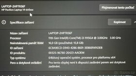 Notebook Hp pavilion 14- 16 gb ram, i3 11 gen. - 8