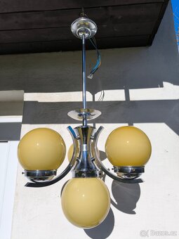 Starožitný Art Deco chromový lustr - 20-30. léta - 8