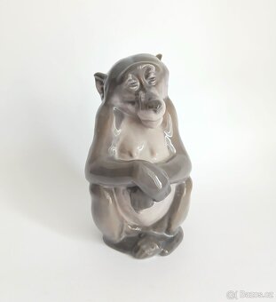 Starožitná porcelánová figurka opice - Královská Kodaň - 8