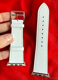 Kožené řemínky Apple Watch 42/44/45mm, bílý a žlutý - 8