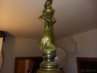 secesní mosazný tříramenný lustr - 8