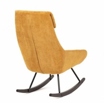 Stylové houpací křeslo s potahem v žluté a šedé barvě - 8