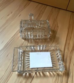 Starožitná skleněná dóza na máslo nebo dortík kremrolky atd. - 8