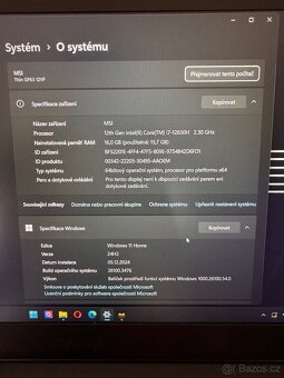 Notebook MSI Thin GF63 12VF-656CZ Intel i7-12650H a RTX4060 - 8