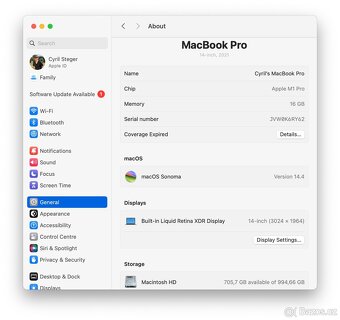 MacBook Pro M1 14“ 2021 - výkonnější varianta TOP STAV - 8