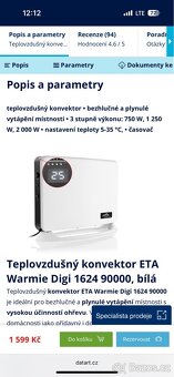 Teplovzdušný konvektor ETA Warmie Digi 1624 90000 bílý - 8