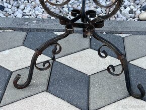 Starý stojan s květináčem kované železo a měď - 8