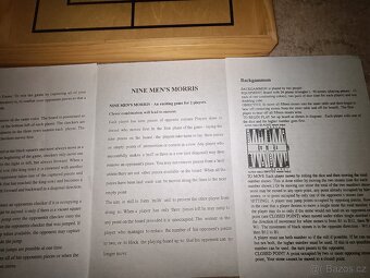 Dřevěná sada her – Backgammon & Mlýn + návody+šachy - 8