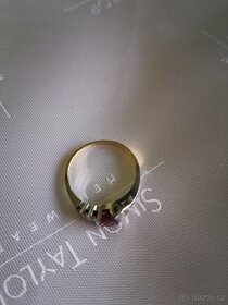 Zlatý luxusní prsten s Diamanty a Rubinem - 8