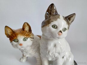 Velká porcelánová figura dvou koček Hutschenreuhter -Německo - 8