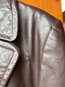 Dlouhý kožený moto kabát z pravé kůže – pro veterán moto - 8