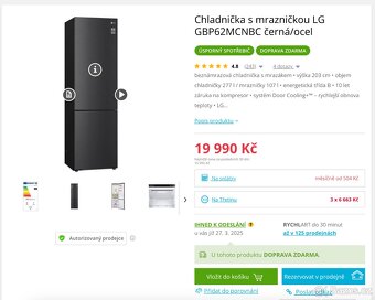 Chladnička s mrazničkou LG GBP62MCNBC černá/ocel - 8