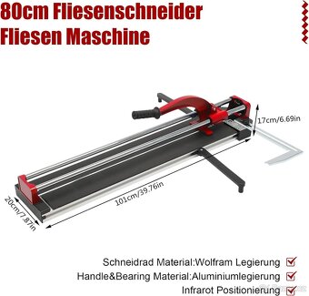 Řezačka na obklad 800 mm Profi s ložisky - nepoužitá - 8