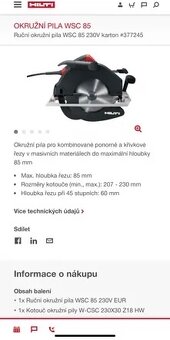 HILTI WSC 85 ponorná okružní pila - 8