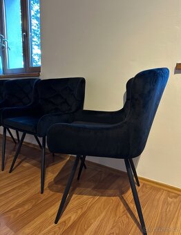 4 čalouněné jídelní židle (křesla), černý velur - 8