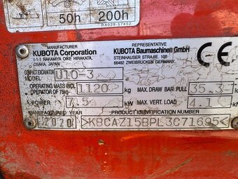Mini rypadlo Kubota U 10 -3 - 8
