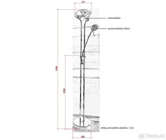 Volně stojací lampa – 183cm vysoká, zlatá-mosaz, stmívatelná - 8