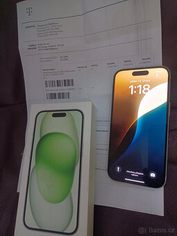 iPhone 15, doklad, záruka, krabička, ZÁNOVNÍ, TOP STAV - 8