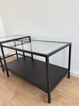 VITTSJÖ (IKEA) Sada stolků, sada 2 ks, černohnědá/sklo, 90x5 - 8