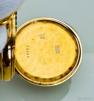 14K CELO ZLATÉ KAPESNÍ HODINKY JOSEF JÄGER WIEN V ETUI S ŘET - 8
